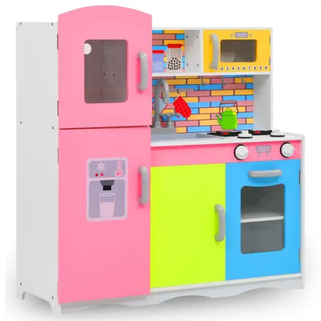 Kinderspielküche MDF Mehrfarbig Kinderküche Spielküche Spielzeug Küche vidaXL