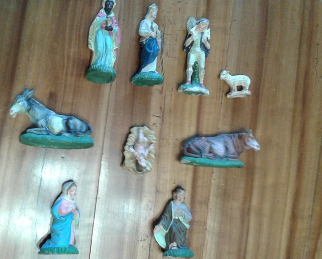 Lot De Santons De Provence Anciens – Crèche De Noël – Marie, Joseph, Jésus, Bergers, Animaux