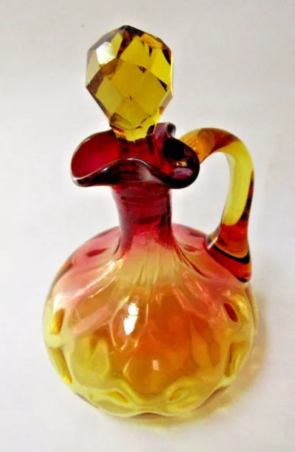 Mt. Washington Rose Amber, Amberine, Cruet with Crystal Stopper