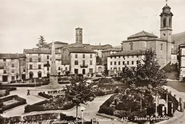 Cartolina - Castel Del Piano sull'Amiata - Piazza Garibaldi - 1955 ca.