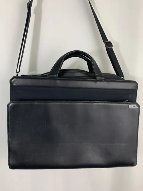 Tumi 2964D Black 17”X 11"X 7"Leather Briefcase Laptop Business Bag