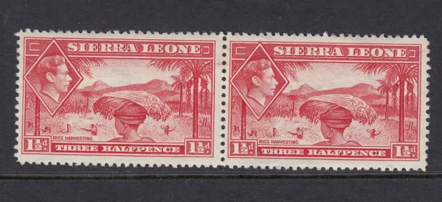 SIERRA LEONE : 1938 GVI 1 1/2d scarlet pair  SG 190  - lightly mounted mint