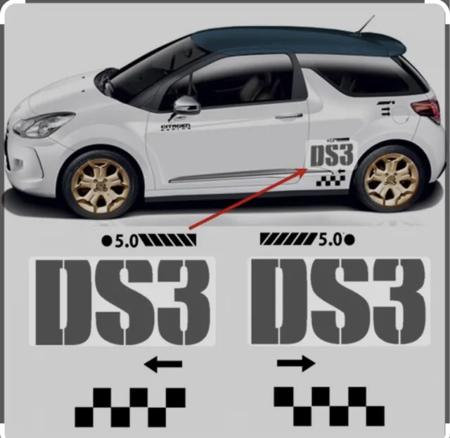 2 Stickers Bas de caisse DS3 - Citroen Racing Passage roue Latéral Decals - 113
