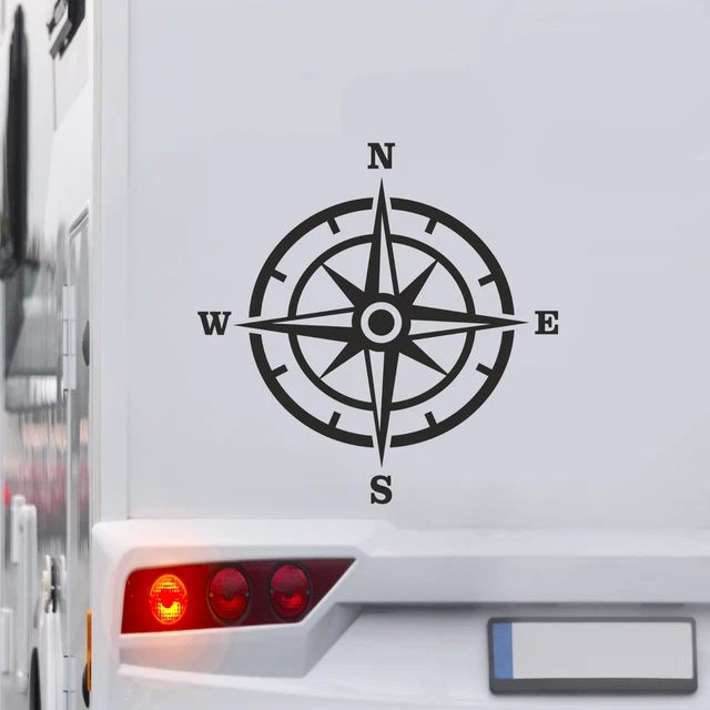 EUYKQNOI 2 Stück Kompass Aufkleber - Windrose Sticker Für Wohnmobil, Camper & Offroad Fahrzeuge