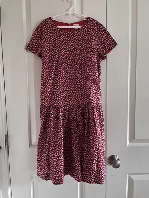 Crewcuts Dress Girls, red, back and white hearts (size 14) drop waist