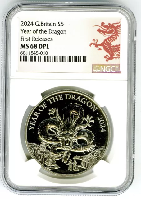 2024 Great Britain 5Pnd Year Of The Dragon Ngc Ms68 Dpl Rare First Releases