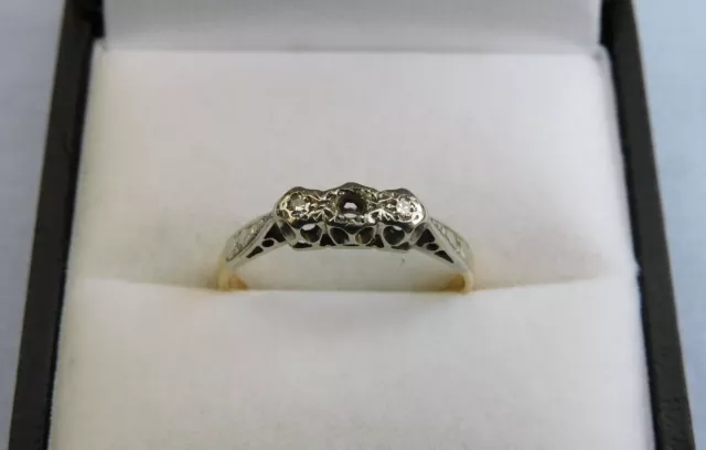 1920's 18CT YELLOW GOLD PLATINUM OLD CUT DIAMOND RING STONE MISSING 1.7g SIZE K