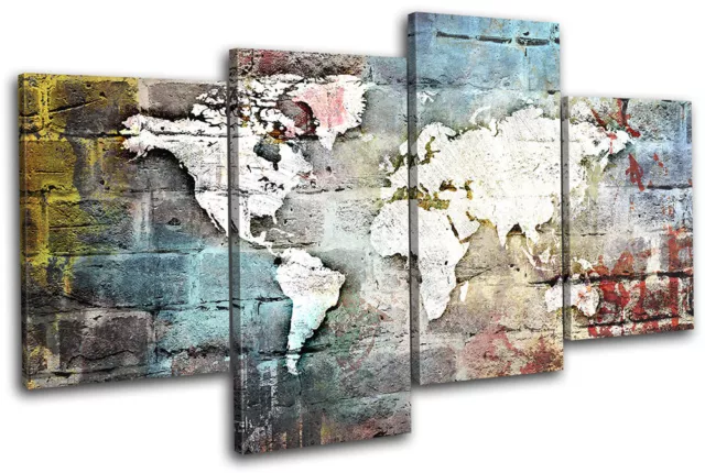World Atlas Grafitti Grunge Maps Flags MULTI TOILE murale ART Photo Print