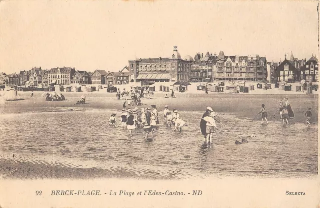 CPA 62 BERCK PLAGE la plage et eden casino