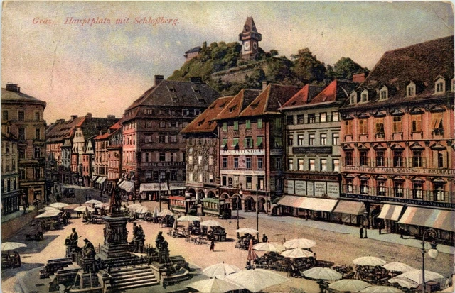 Graz/Steiermark - Graz, Hauptplatz mit Schlossberg -314874