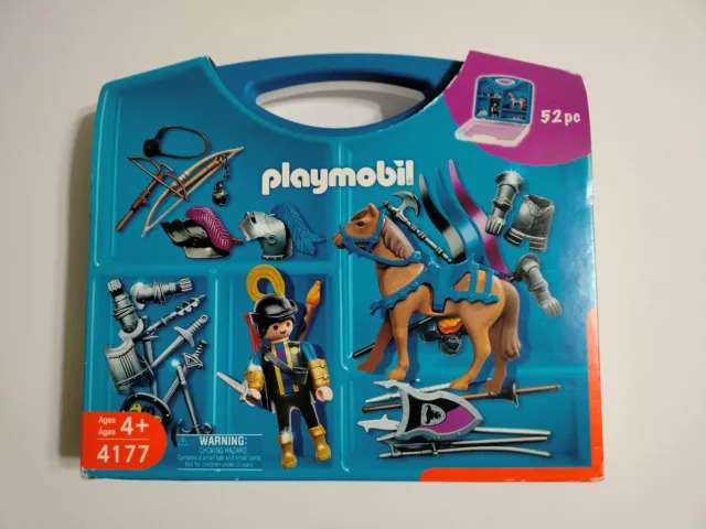 Playmobil 4177 Knights Set in Carrying Case-New: Accessories Sealed In Open Box