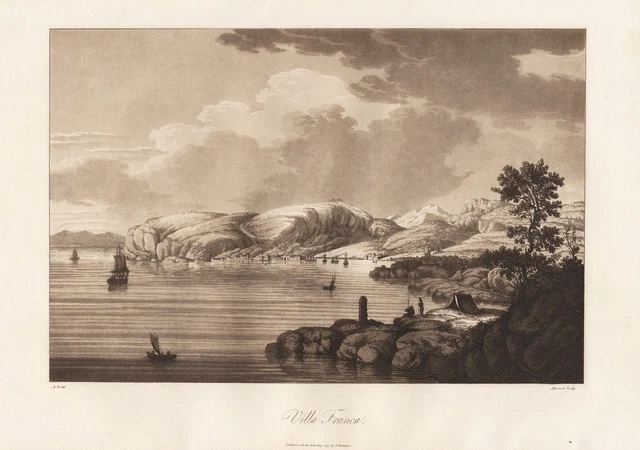 Villefranche-sur-Mer Alpes-Maritime Aquatint estampe Radierung Apostool 1795