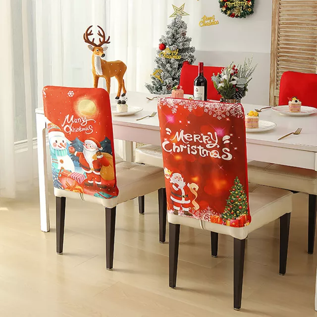 Christmas Xmas Banquet Chair Cover Santa Party Dining Room Seat Decoration 2