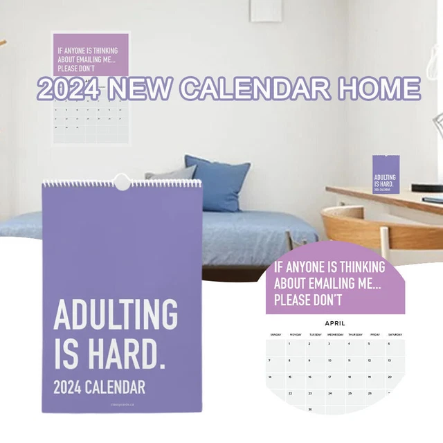 ADULTING IS HARD 2024 Calendar Monthly Inspirational Wall Calendar