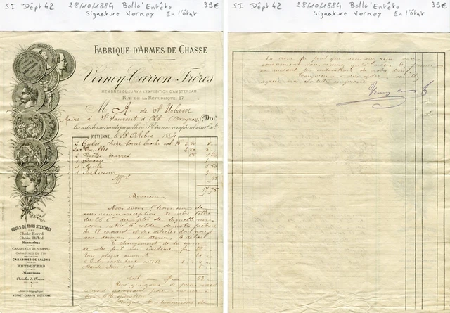 Document Ancien 1897 - Banc D'épreuve De Saint-Etienne (42) Pour Armes De Chasse