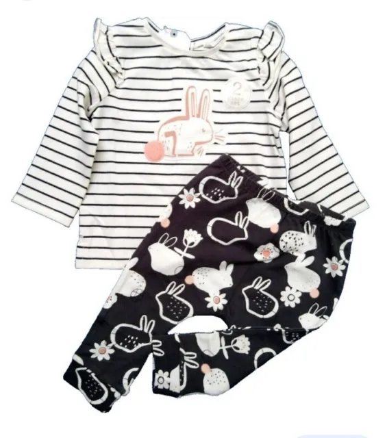 NEXT Baby Girls Rabbit Outfit Frill Leggings & Top 6-9 Mths BNWT 100% Cotton 2