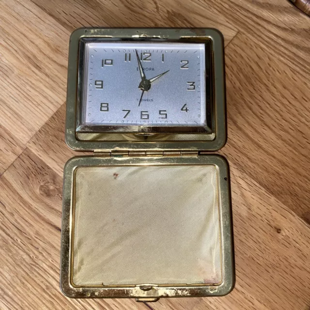 VINTAGE, EUROPA, Reisewecker, analog, Wecker, Uhr, zusammenklappbar, 7 Jewels