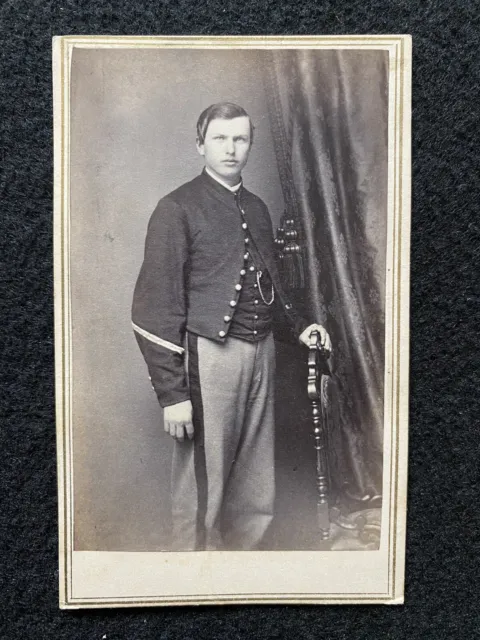 Antique Elmira New York NY Civil War Soldier In Uniform CDV Photo Card