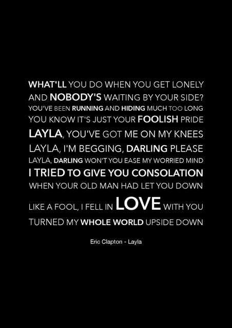 SONG LAYLA ERIC CLAPTON LYRICS visual data 8