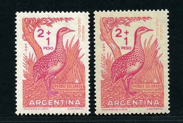 Argentina 1960 bird children's aid 718 + variant import paper MNH / 456 RARE