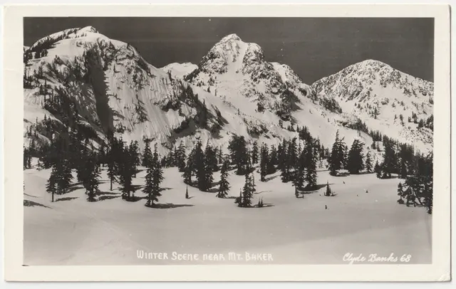 c1940s~Clyde Banks~Mt Baker Washington WA~ Snow Scene~VTG RPPC Photo Postcard