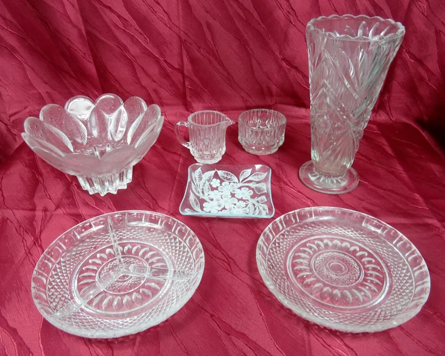 Konvolut Glas Teller Vase Schüssel Zuckerdose Milchkännchen