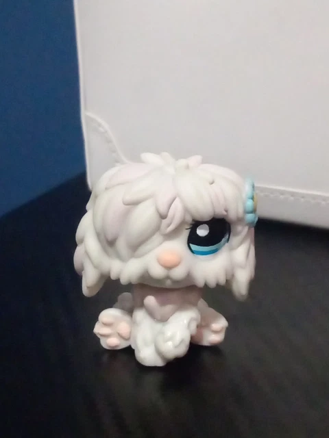 LPS LITTLEST PET Shop G2 Sheepdog #1055 Pink and Grey, Blue Flower