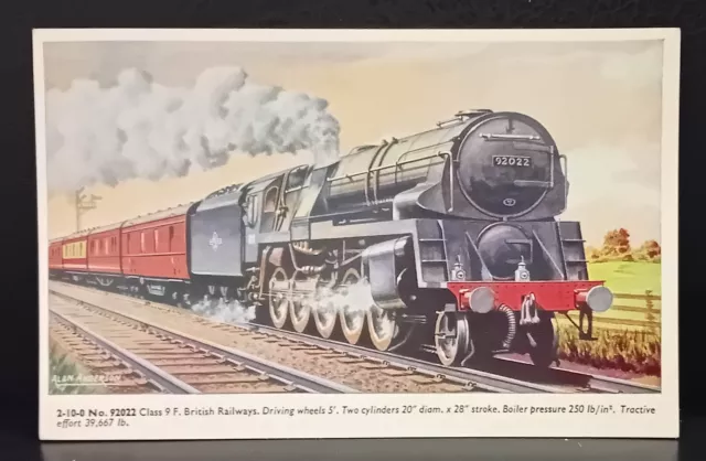 Old Steam Railway Train Scene Postcard - British Railways 2-10-0 No. 92022