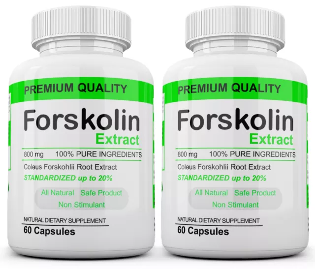 2 PACK FORSKOLIN Weight Loss 100%PURE Coleus Forskohlii 800mg Standardized 20%