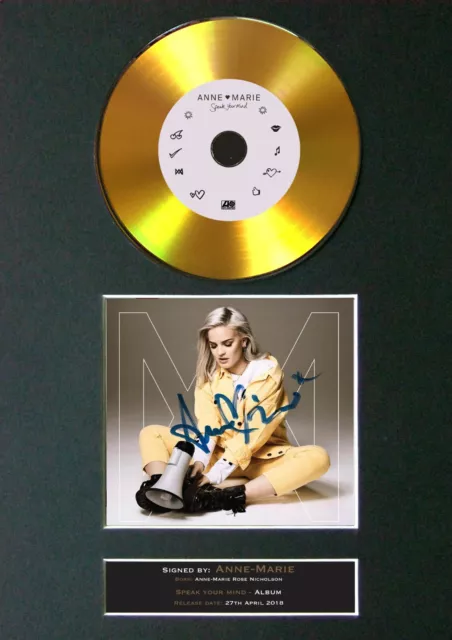 ANNE MARIE GOLD DISC Signed Reproduction Autograph Mounted Print A4 #176