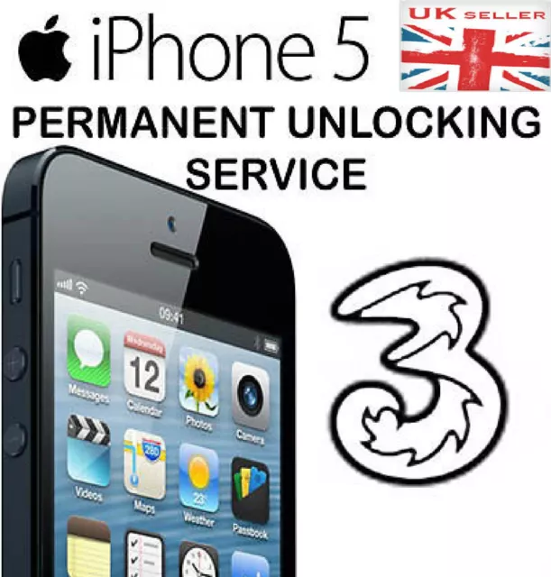 Three 3 UK Network iPhone 5C, 5S 6 6+Factory Unlocking 100% Official & Permanent