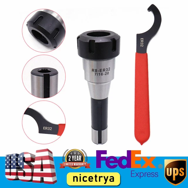 Metal R8-ER32 Precision Collet Chuck Holder Set +Spanner Fit for CNC Milling NEW