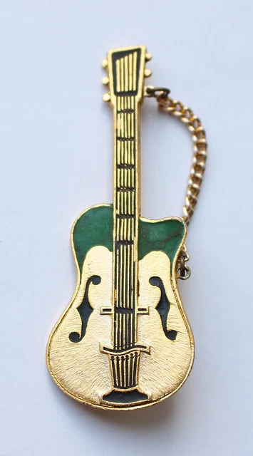 Original Old Soviet Russian USSR Badge Pin Guitar with chain
