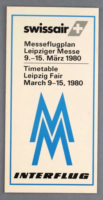 Swissair Interflug Leipziger Messe Flugplan Airline Timetable 1980 Ddr Germany