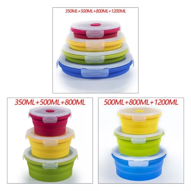 Foldable Lunch Box Fruit Salad Storage Silicone Round Food Box Collapsible