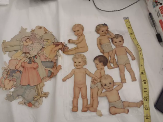 Lot Vintage Baby Paper Dolls w/ Clothes