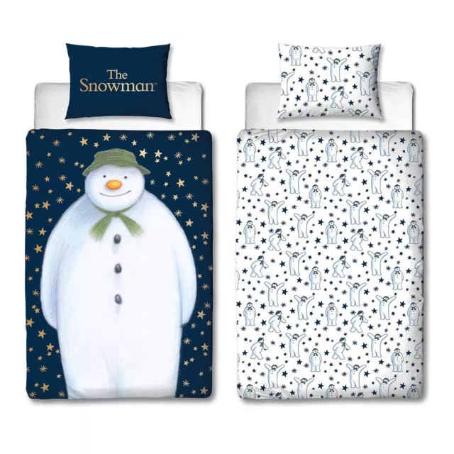 The Snowman Kids Single Duvet Reversible Bedding Christmas Quilt Cover Set