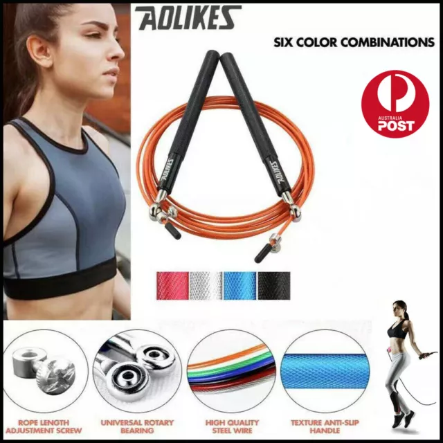 AOLIKES® Adjustable High Speed Steel Skipping Jump Rope Dual Bearings Gym Boxing