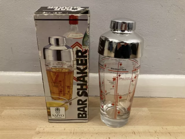 Vintage retro 70s/80s Cocktail Bar Shaker Saivo Florence Boxed - used