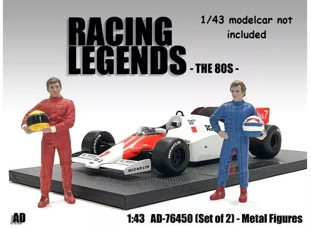 Set de 2 FIGURINES PILOTES F1 stars des années 80 Racing Legend 1/43