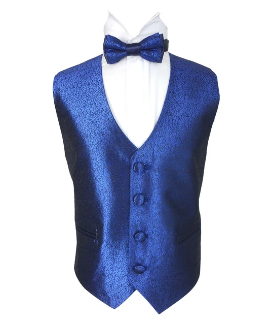 Gilet formale da uomo ragazzo blu Swirl aderente slim vestibilità da matrimonio