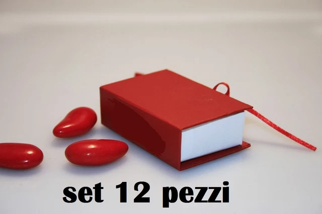 12 Pezzi Portaconfetti A Libretto Rosso Per Laurea – Bomboniera Elegante Con Tocco, 8x5.5 Cm