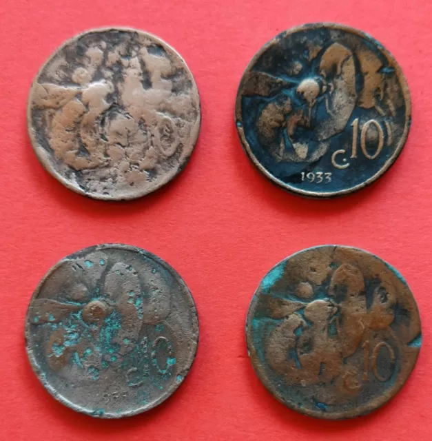 Moneta  Italia Regno, 10 cent Ape, lotto 4 monete ,