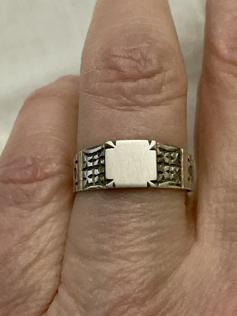 Bague Ancienne Argent Massif 925 - Alliance / Chevalière - Taille 61
