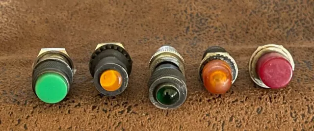Lot of 5 Aviation Panel Indicator Lights 28 VDC Bulbs Dialco Voyant Tested