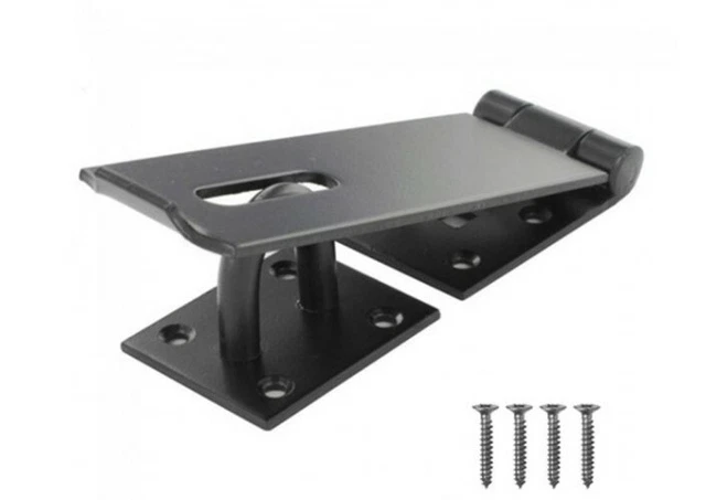Hasp And Staples Gate Door Shed Latch Lock Black Iron With Free Nails