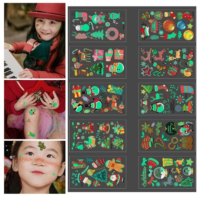 Adesivo Tatuaggio Luminoso Bambini Adesivo Natale Uomo Corpo Arte