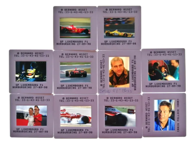 10 alte Presse Foto DIAs, Formel 1 Grand Prix Luxemburg Nürburgring 1998, 5x5cm