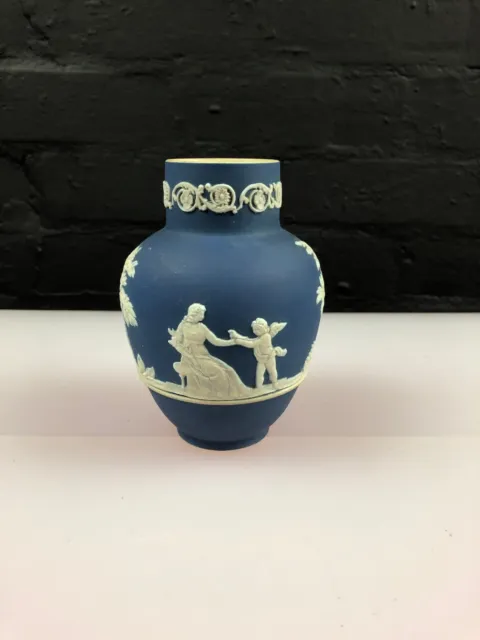 Adams Tunstall Jasperware Vintage Cobalt Blue Baluster Vase Classic Figures