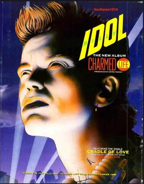 1990 Billy Idol "Charmed Life" Album Release Music Industry Promo Reprint Ad